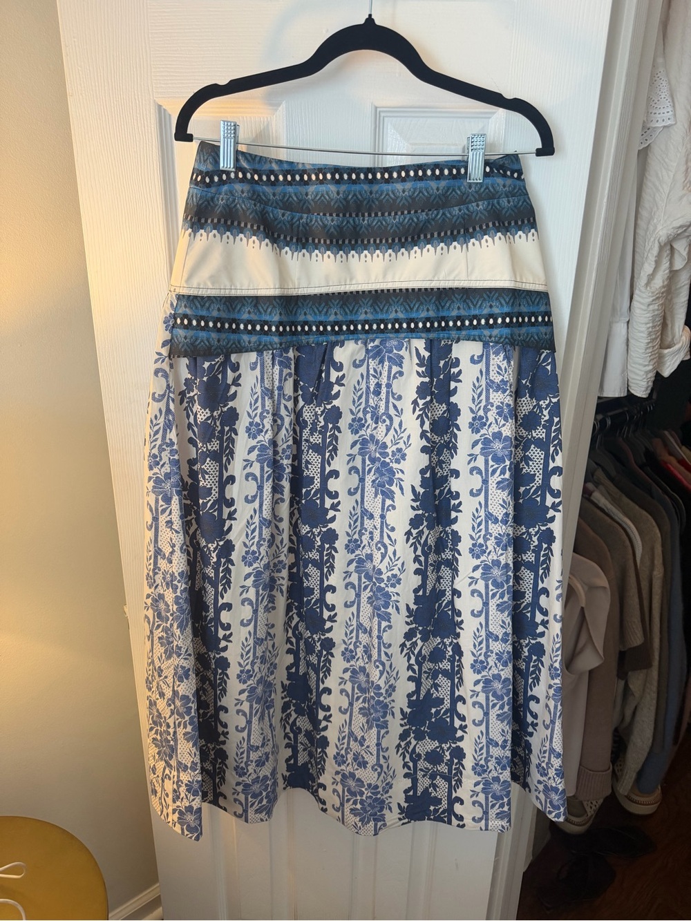 Tuckernuck Blue and White Printed Midi Skirt